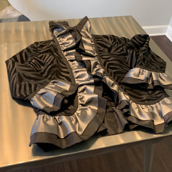 Grace Chuang Black Zebra Striped Ruffle Jacket Size XS - Picture 13 of 16